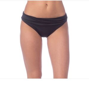 La Blanca Shirred Band Hipster Swim Bottoms Black Size 10 10217